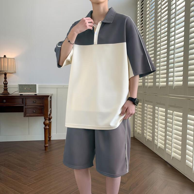Men's Ice Silk Polo Shirt & Shorts Set