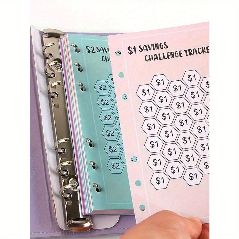 

Набор из 48 листов формата А6 с 6 отверстиями, вкладыши для отслеживания долларов, 30-дневный челлендж по экономии денег разноцветный