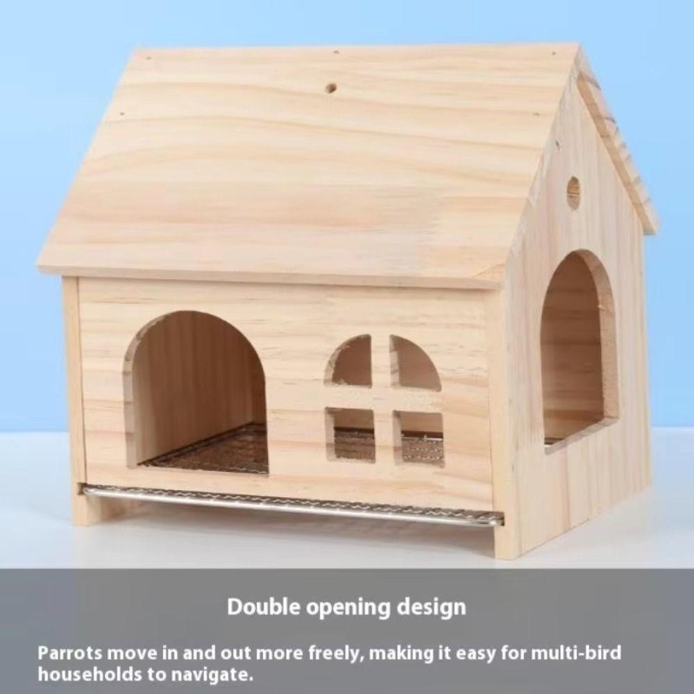 Solid Wood Bird Wooden House Drawable Bottom Avian Home Creative Hanging Bird Nest  Pet Bird