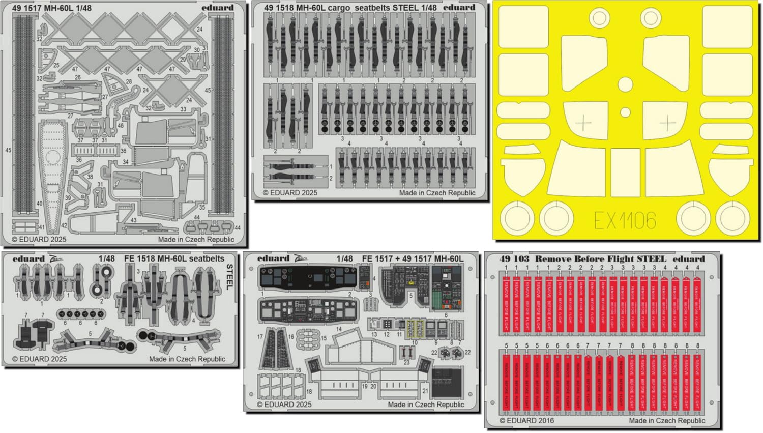 

eduard Набор деталей Big Ed Пластиковые детали для модели EDUBIG49451 1/48 MH-60L (для ИКМ) (Самолет)