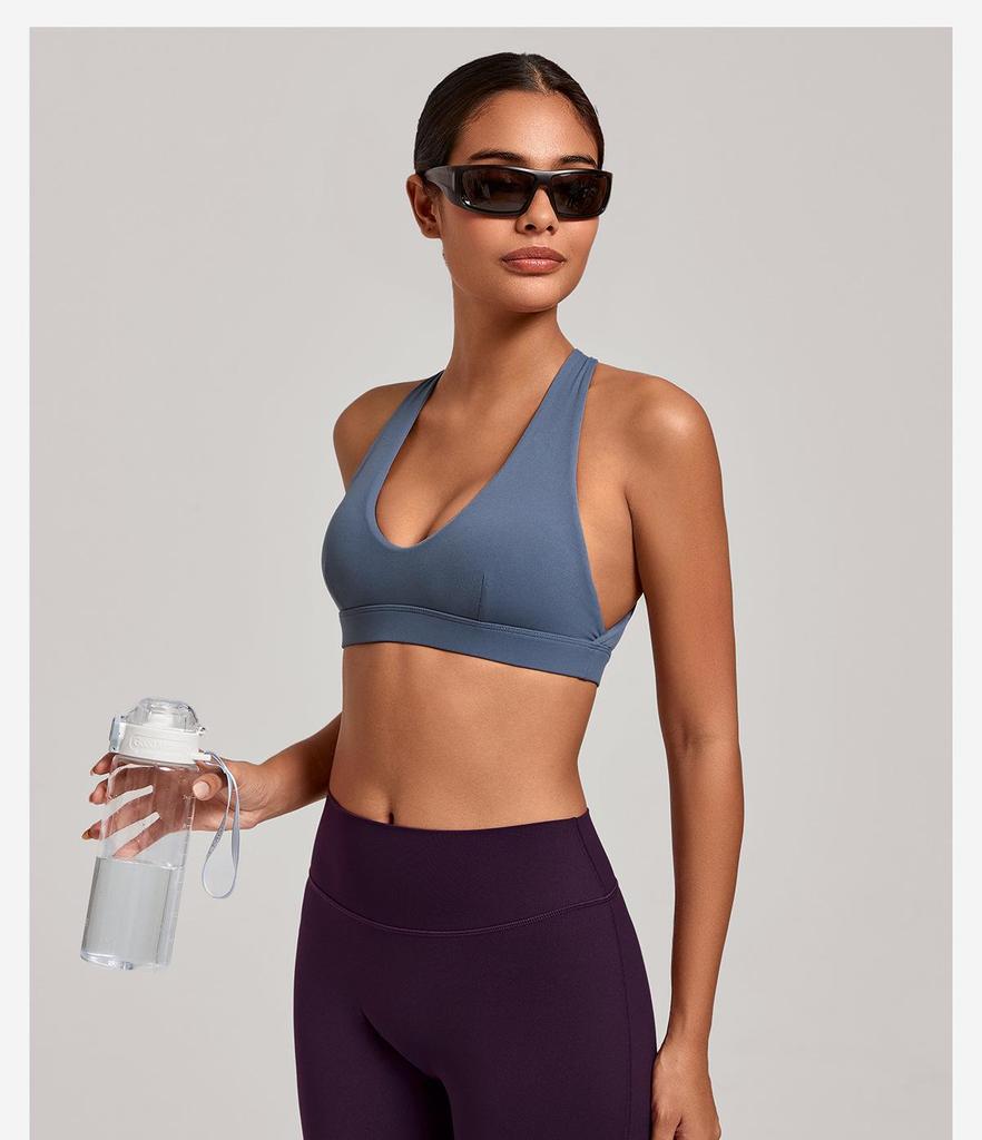 Cross-Strap Halter Neck Yoga Bra for Running and Fitness