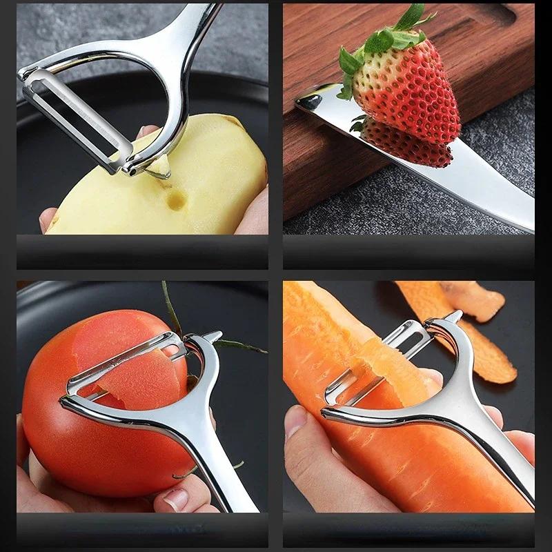 Nerezový škrabka na ovoce a zeleninu, škrabka na brambory, mrkev, jablka, struhadlo, kuchyňský gadget, multifunkční ocelové nástroje na zeleninu