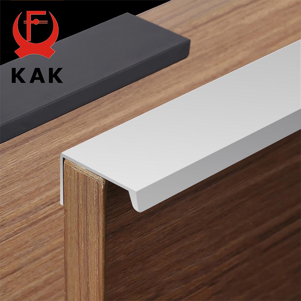 KAK Gold Silver Black Hidden Cabinet Handles Zinc Alloy Kitchen Cupboard Pulls Drawer Knobs Furniture Door Handle Hardware