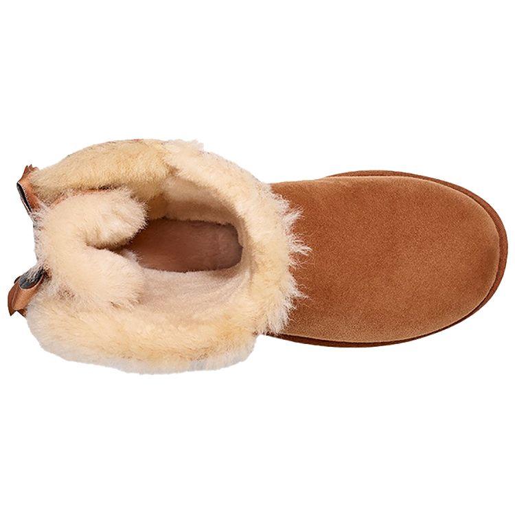 UGG Bailey Bow Ii Shimmer Sheepskin Warm Fashion Bow Mid-Calf Snow Boots Women Boots Brown 1102937-CHE