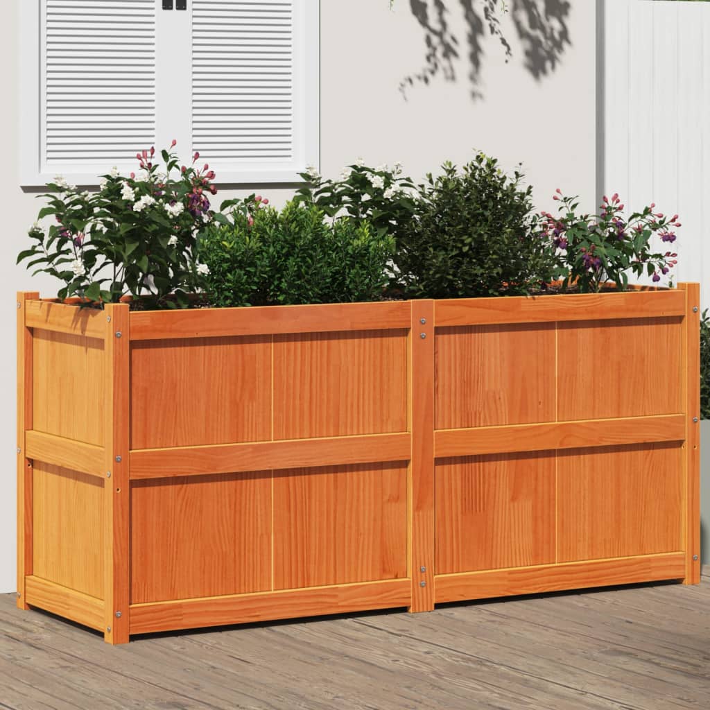 Plant Box Wax Brown 150x50x70 Cm Solid Pine Wood