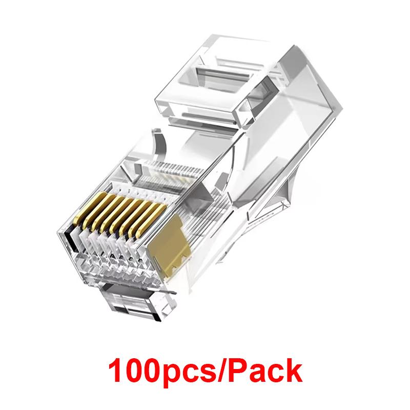 20/50/100PCS RJ45 Ethernet Connector Cables Module Plug Network RJ-45 Lan Crystal Heads Cat5 Cat5e Gold Plated Network Cable