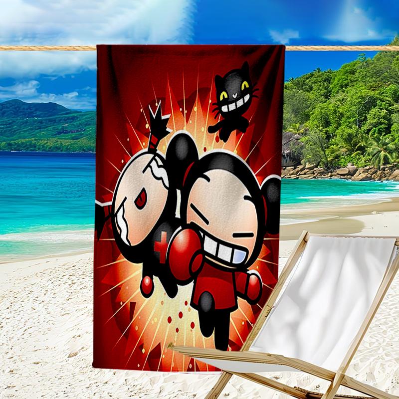 proof beach towel with a Pucca1 pattern - soft,absorbent,quick-drying,machine washable - perfect for swimming,camping,bathing