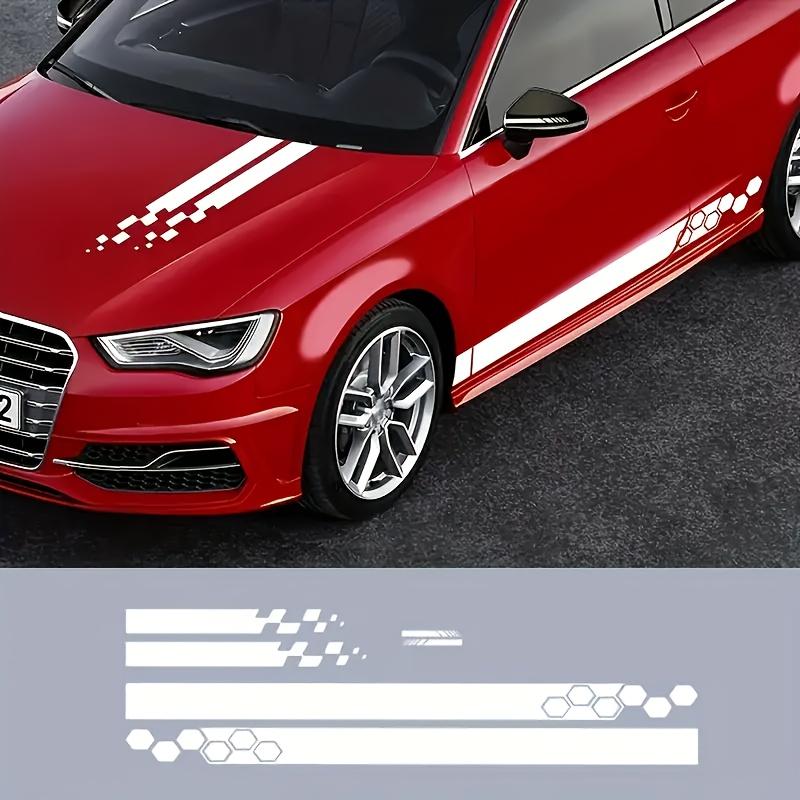 5pcs Car Hood Sticker Decal Set, Racing Stickers, Car Tuning Stripes, Checkered, Geometric Patterns, Smooth Surface