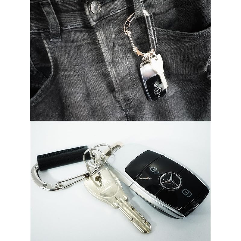 camel M F tochigi leather carabiner key ring key ring small size large key smart key car bike made in Japan leather genuine leather Tanned leather
