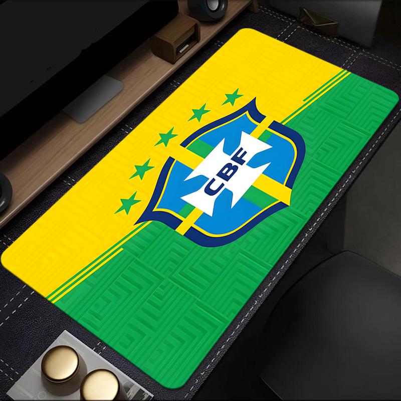 Brazilian Football Federation Emblem mouse pad, rubber base, esports desk mat, mouse pad for gamers and office use, gaming desk , easy to clean mat