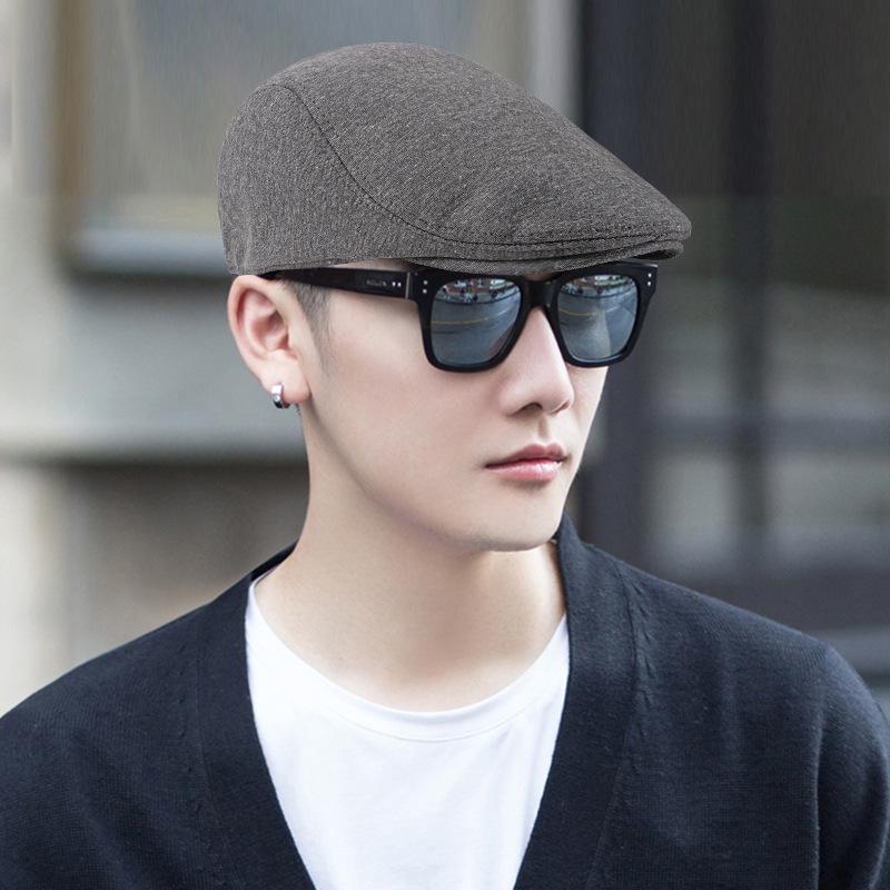 Unisex Retro Duckbill Cap - British Style, Solid Color, Ideal for Spring and Autumn, Perfect for Middle-Aged and Elderly.