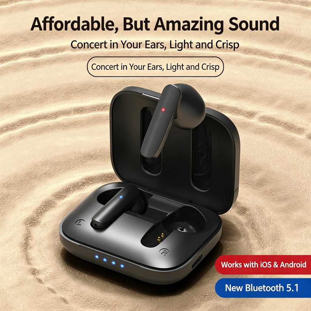 TWS Wireless Earbuds, Bluetooth 5.4 Headphones, 9D Stereo Sports Earbuds with Charging Case