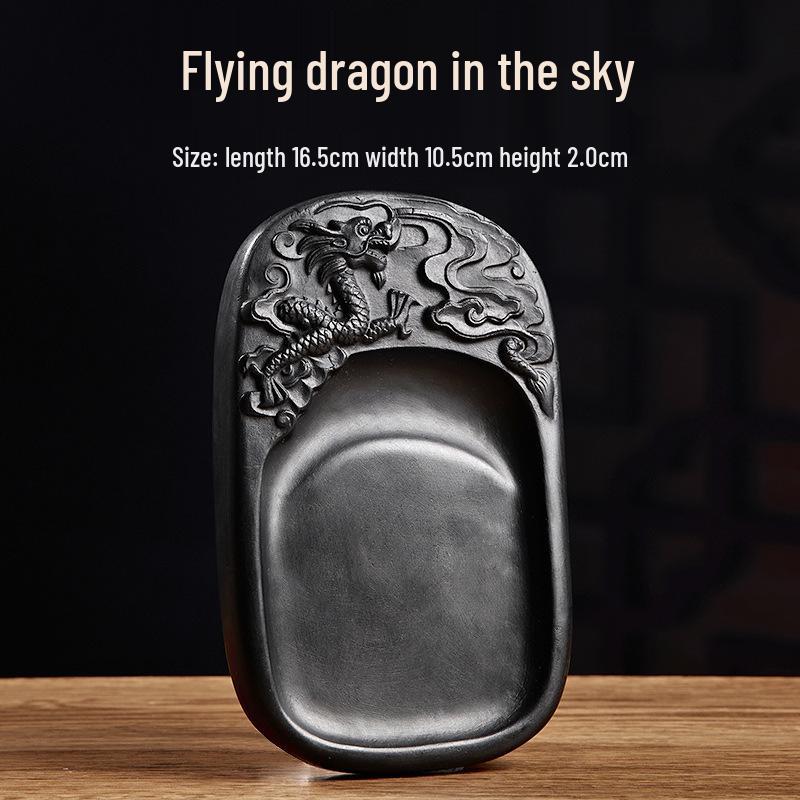 Chengni Inkstone Calligraphy Set: Natural Raw Stone Ink Stick, Duan & She Inkstones, Calligraphy Brush, and Ink Block for Grinding.