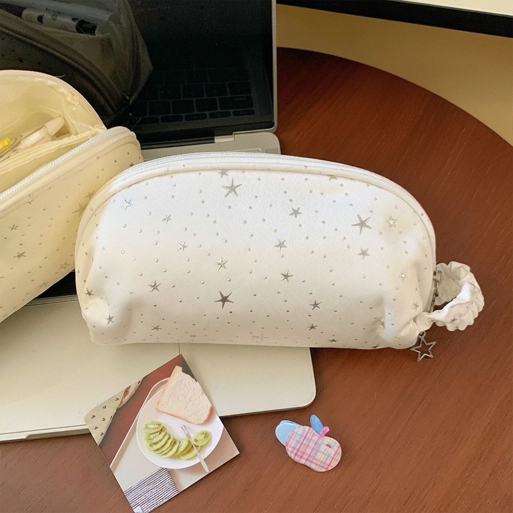 Star Polka Dot Pencil Case Shell-Shape Pencil Pouch Simple Stationery Bag  Gift
