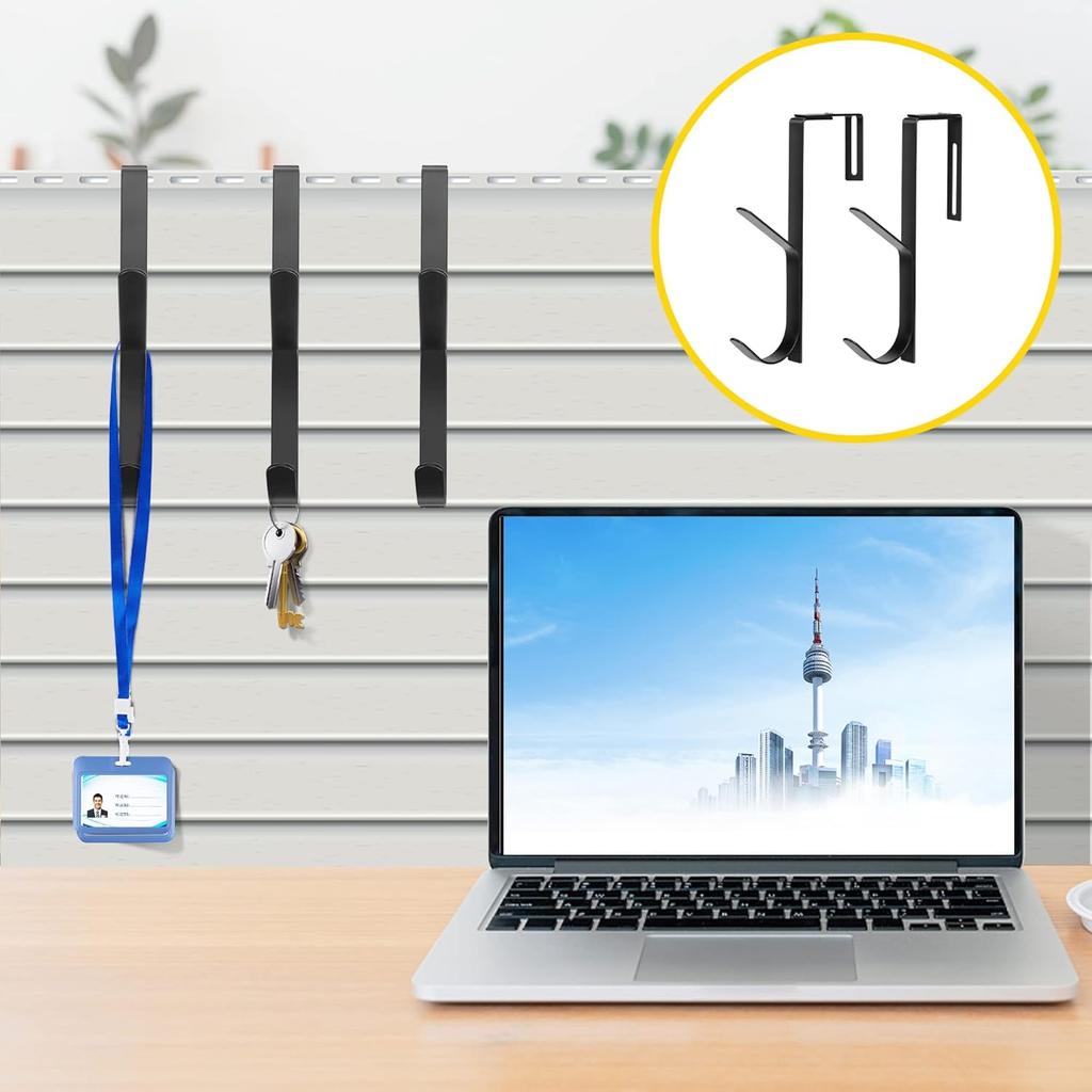 Wehhbtye Adjustable Double Coat Hooks,Thick Cubicle Wall Coat Hook,Metal Over The Panel Double Hook Adjusted to Fit 1.35 to 3.5 Inch Thickness Panels