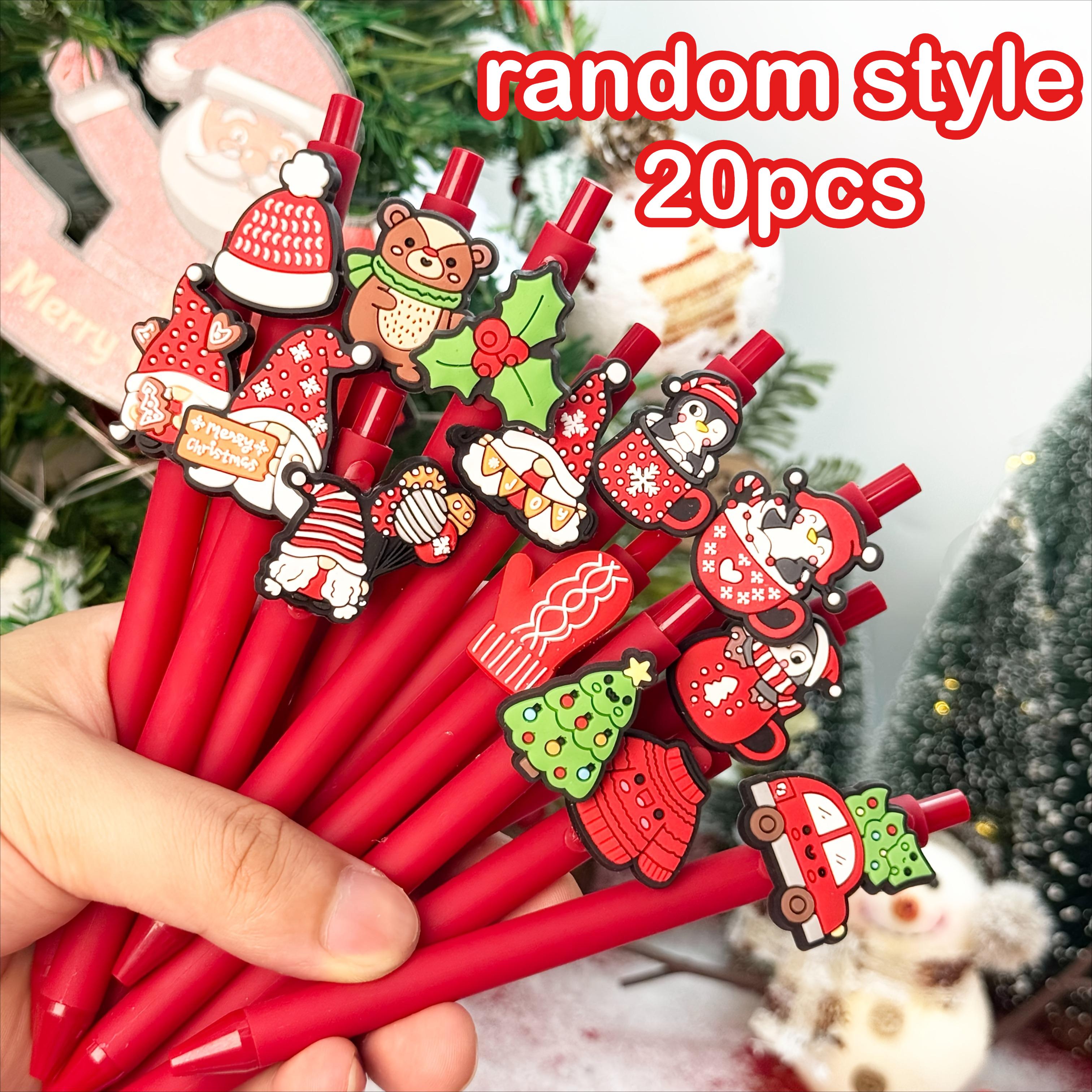 

20 шт. Шариковые ручки серии «Рождество», Креативная ручка с черными чернилами, Плавное письмо, Офисные ручки, Праздничные подарки, Школьные принадлежности для студентов