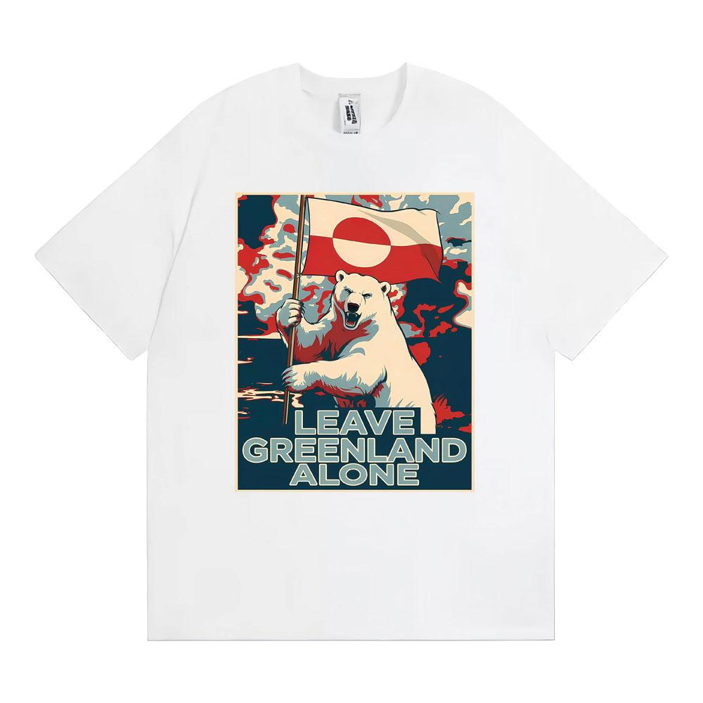 Leave Greenland Alone Vintage Graphic Tee Shirt Men Hip Hop Gothic T-shirt Male Oversized 100% Cotton Comfort T Shirt Streetwear