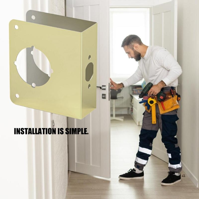 Premium Gold Finish Door Reinforcement Plate to Enhances Home Security Repair Door Lock Holes for Wood Metal Door Use