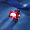 Jewelry Copper Bottom Plated Black Gold Retro Simulation Red Corundum Blue Spinel Personality Ring Heroine Stone 12 * 16