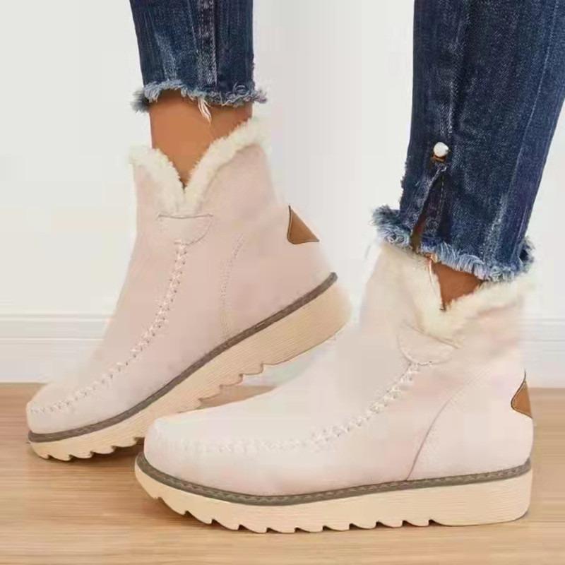 Large Size Women's Boots Winter New Women's Thick-soled Cotton Boots Solid Color Foot Cover Warm Short Boots