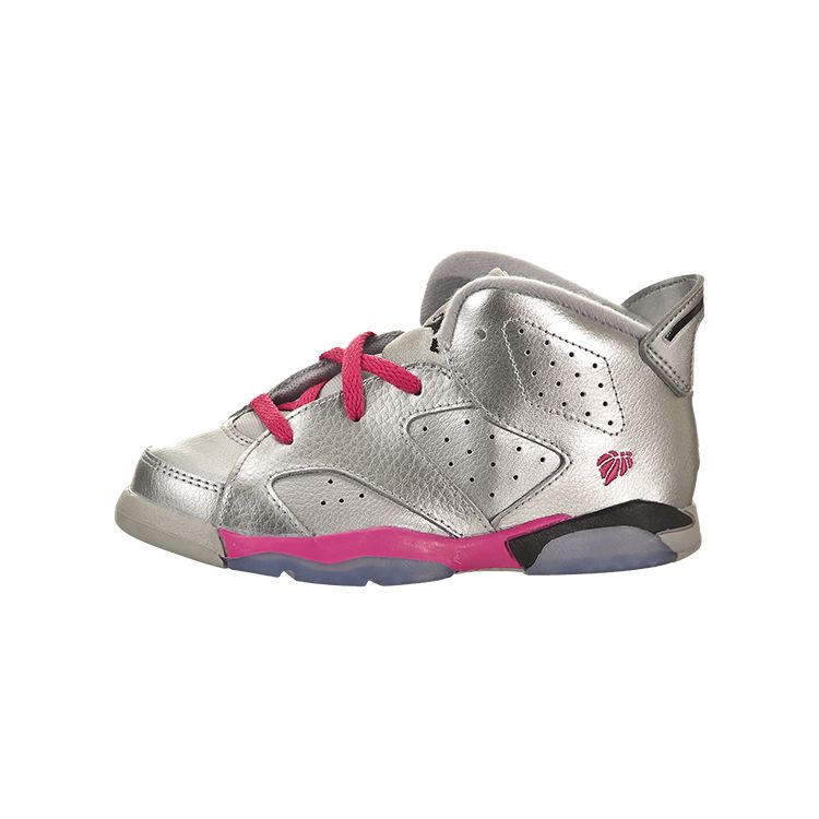 

Детские кроссовки Air Jordan 6 Retro TD Valentines Day Silver Metallic-Silver Vivid-Pink 384667-009
