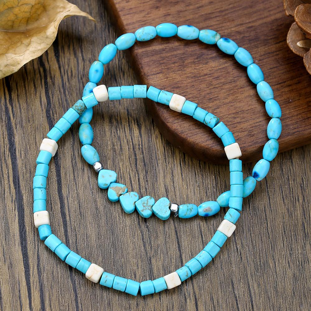 Nouveau set de bracelets bohèmes turquoise Ensemble de bracelets empilables multicouches turquoise amour national hommes