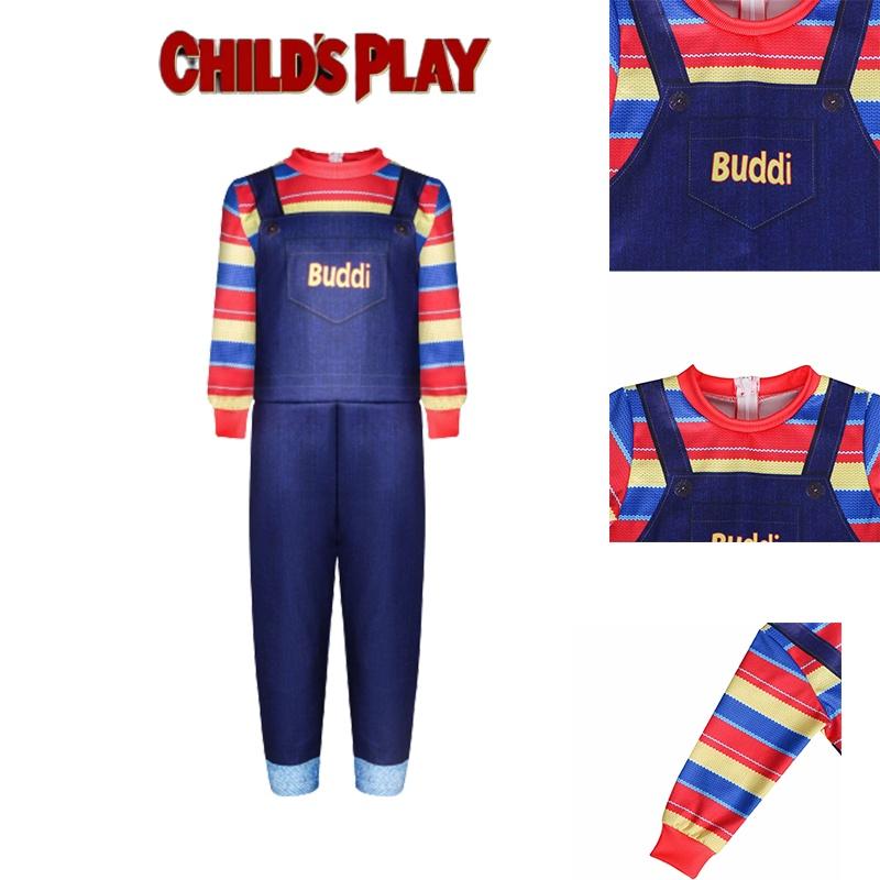 ילדים משחק ילדים צ'אקי קוספליי תחפושת אימה אוברול למסיבות ליל כל הקדושים