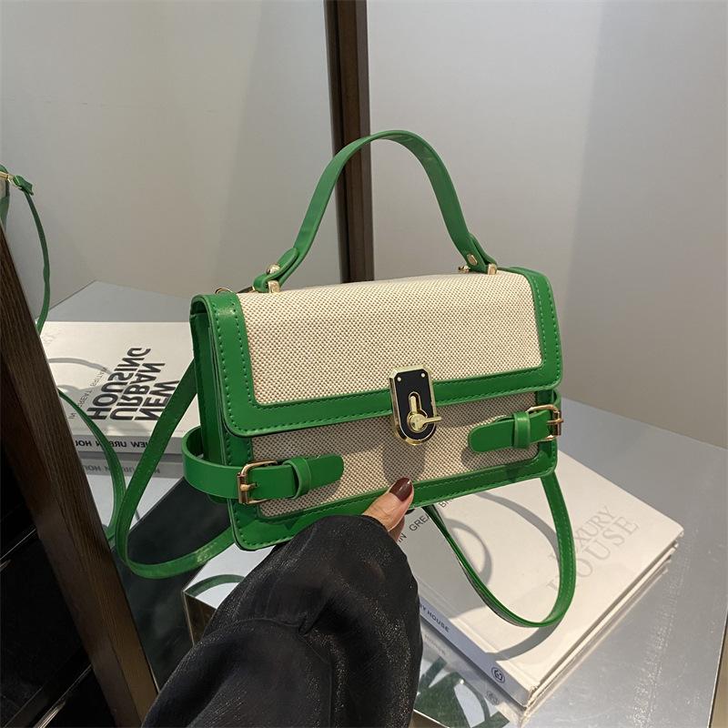 Vintage Flap Leather Crossbody Bags for Woman Ctrast Color PU Tote Bag Retro Handbags Shoulder Bag, Fashiable Handbag Purse