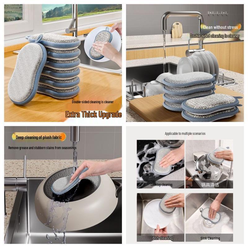 Baijie Double-Sided Kitchen Cleaning Sponge and Scrubber High Quality: [1 Pack] Double-sided, Deep Clean