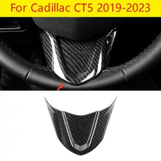 For Cadillac CT5 2019-2024 Carbon Fiber Console Steering Wheel U-Type Cover Trim