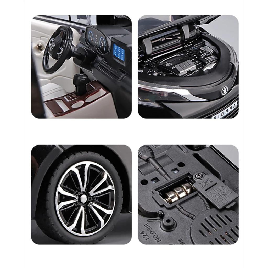 1/24 TOYOTA Sienna MPV Alloy Car Model Diecast Metal Vehicles Car Model High Simulation Sound and Light Collection Kids Toy Gift