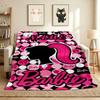 Custom Name Pink Barbie Flannel Blanket Throw Blanket Soft Warm Sofa Bed Home Decor Unique Gift
