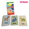 36 Pcs Kids Early Learning Animal English Shape Flash Cards Cognitive Toys