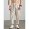 Hengyuanxiang Men's Summer Thin Cotton Linen Cropped Casual Pants