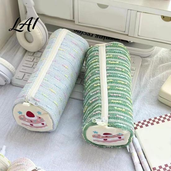 Stain Proof Pencil Holder Strawberry Cake Roll Case Large Capacity Cylindrical Pen Pouch Girlish Desk Accessory Cute Stationery Storage Bag