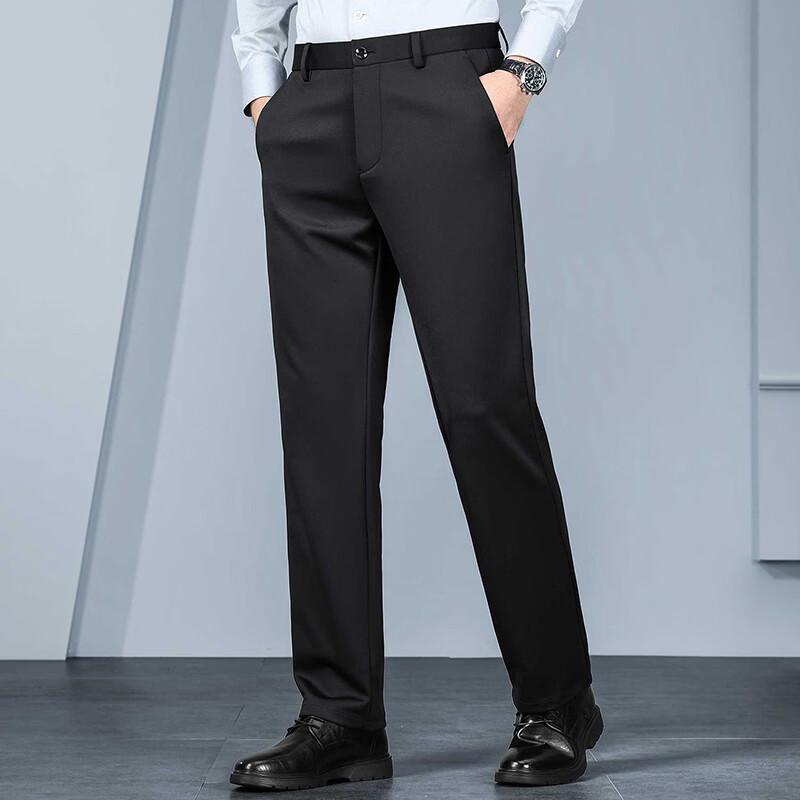 ROMON Men's Autumn/Winter Thickened Four-Way Stretch Business Dress Pants