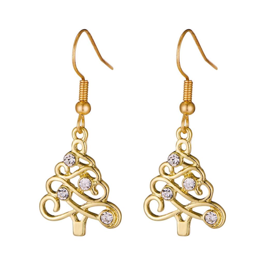 Festive Holiday Earrings Set: Long Style Bell, Snowflake, Santa, Tree, Cane Alloy Earrings for Women