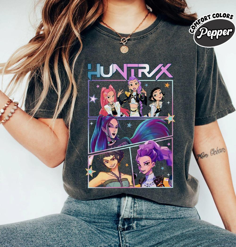 

Huntrix Demon Hunters Comfort Colors T Shirts Clothing Graphic Short Sleeve Shirt Unisex Men Women All-season 2XL