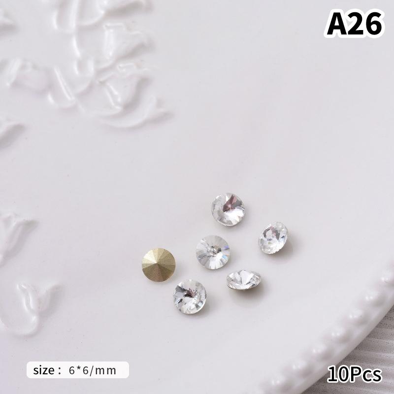 10 Stück Weiß Durch Nagel Punkt Diamant Accessoires Herzform Wassertropfen Steine Für DIY Nageldekoration