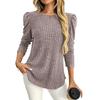 Women's Fashionable Solid Color Long Sleeved Round Neck Loose Casual Pullover T-shirt Top