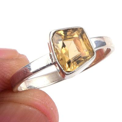 Natural Citrine Gemstone Handmade 925 Solid Sterling Silver Ring Size 9.5 A2v61