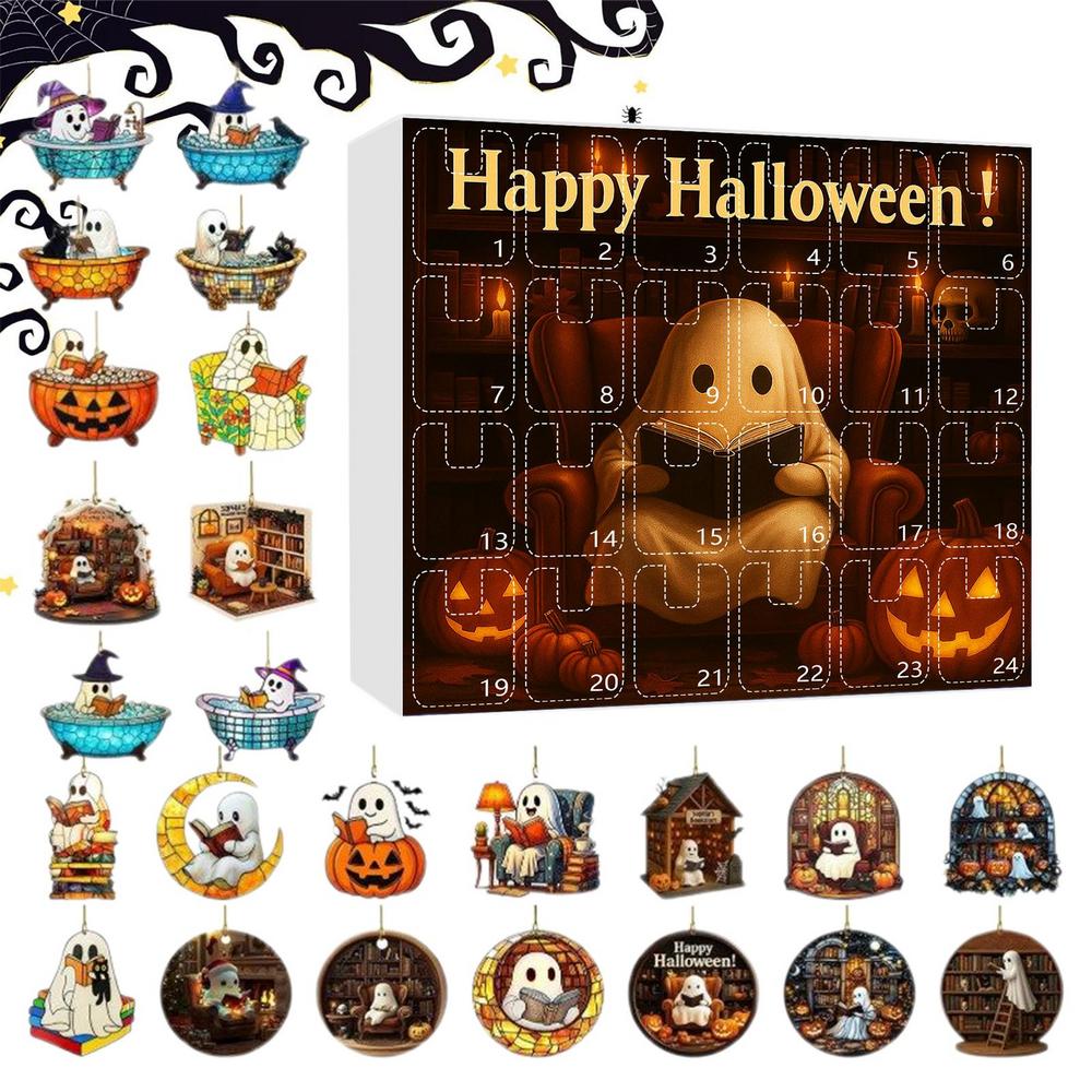 Halloween Countdown 24 Day Reading Ghost Countdown Calendar 2D Acrylic Halloween Decorations For Indoor Display Tree Haunted