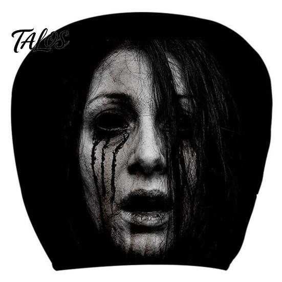 Novelty Horror Style Auto Decor Funny Car Headrest Covers, Ghost Skull Print Cartoon Seat Accessories Protector, Universal Breathable Interior
