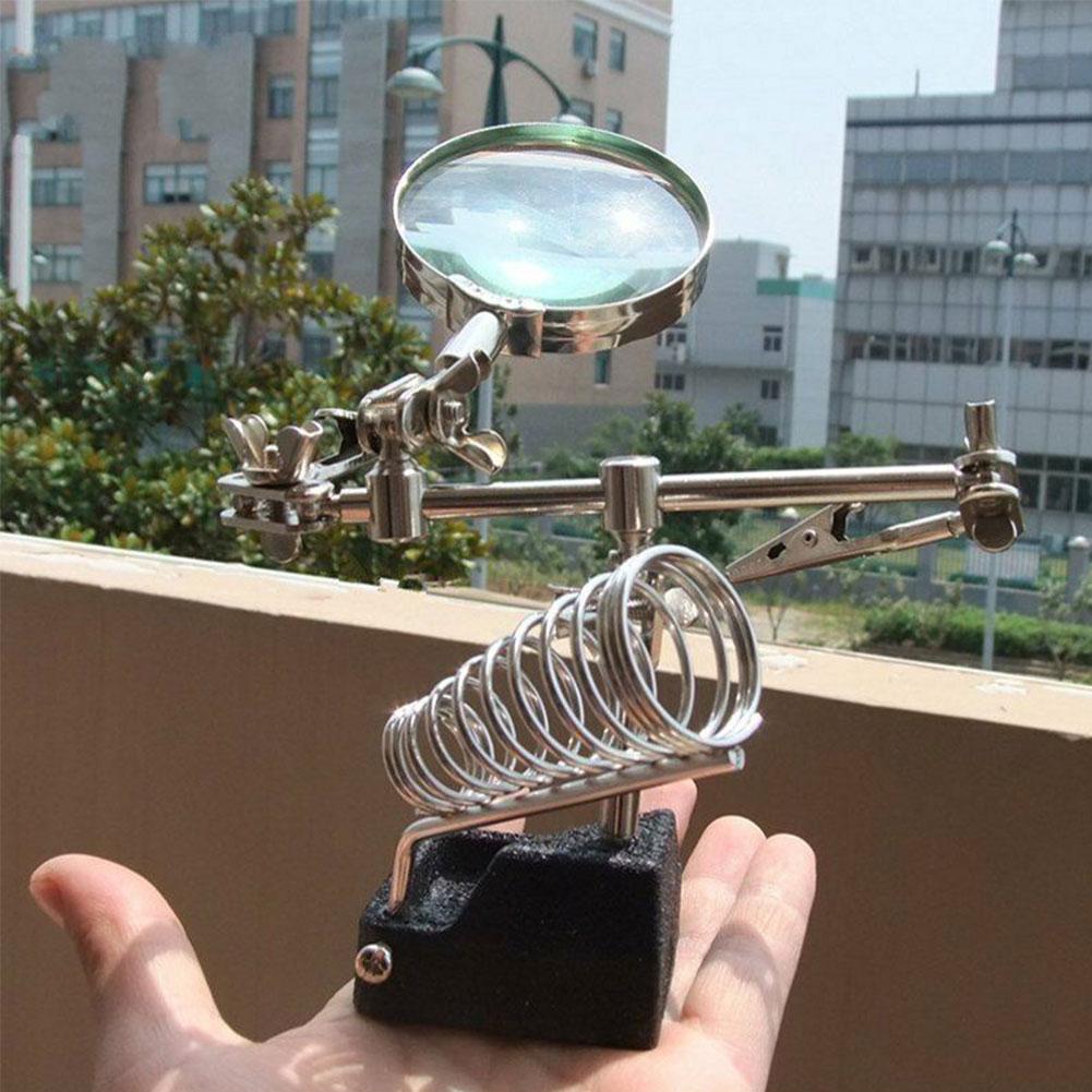 Solder Third Hand Soldering Iron Stand Holder Station Lens Magnifier Help Tools