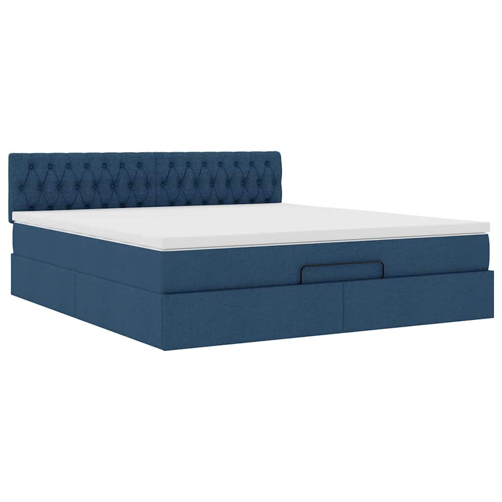 Enjoy a restful night s sleep with this Ottoman bed with mattress and blue LEDs (160x200 cm fabric