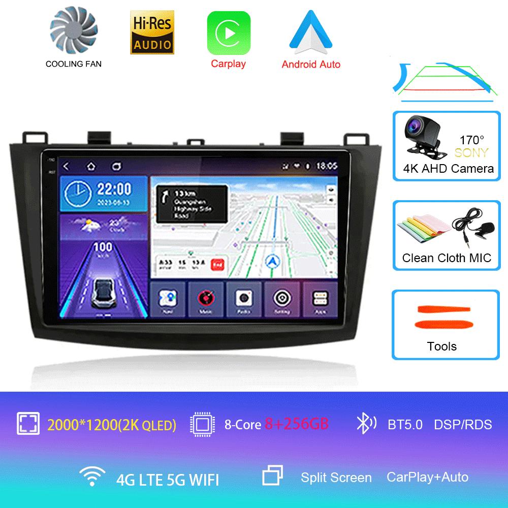 Android 14 For Mazda 3 2009-2013 Video Player Car Radio Multimedia Stereo Navigation Carplay Speakers Head Unit Audio GPS 2 Din