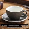 Retro Granite Ceramic Coffee Cup and Saucer Set