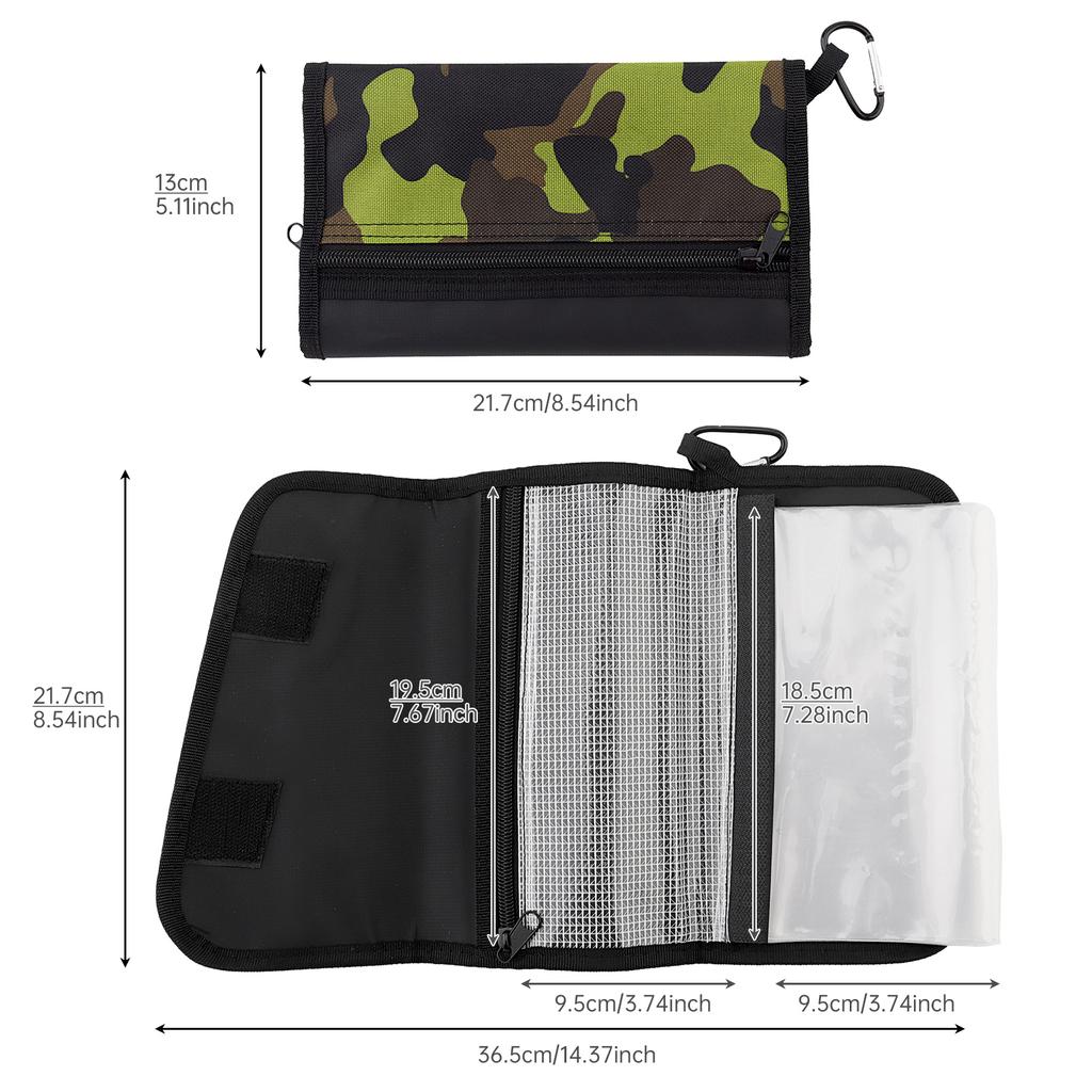 Portable nylon soft bait storage clip, equipped with 6 independent inner pockets, lightweight and design, easy to carry outdoors.