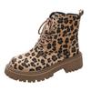 Women's Leopard Print Thick-Soled Martin Boots Fall Winter Lace-Up Fashion