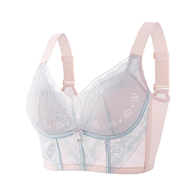 

Регулируемый бюстгальтер для лета, тонкое нижнее белье с собранной верхней поддержкой для предотвращения провисания и дизайном «рыбья кость» без стальных косточек 42/95C розовый